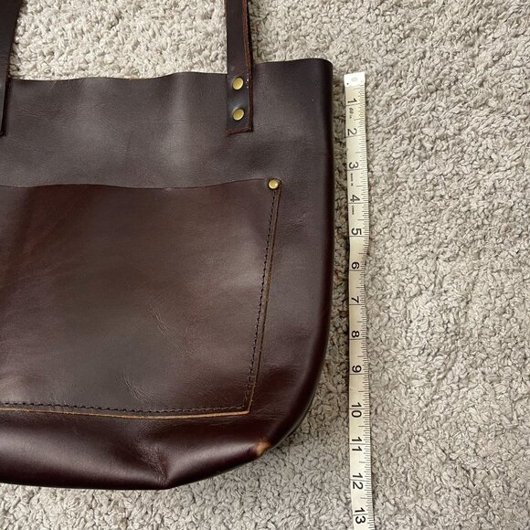 Portland Leather Compant Brown Leather Medium Tote Shoulder Bag - Picture 6 of 8